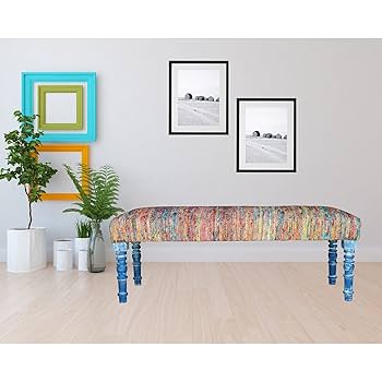 Amazon.com: LR Home Chindi Multicolor Handmade Upholstered